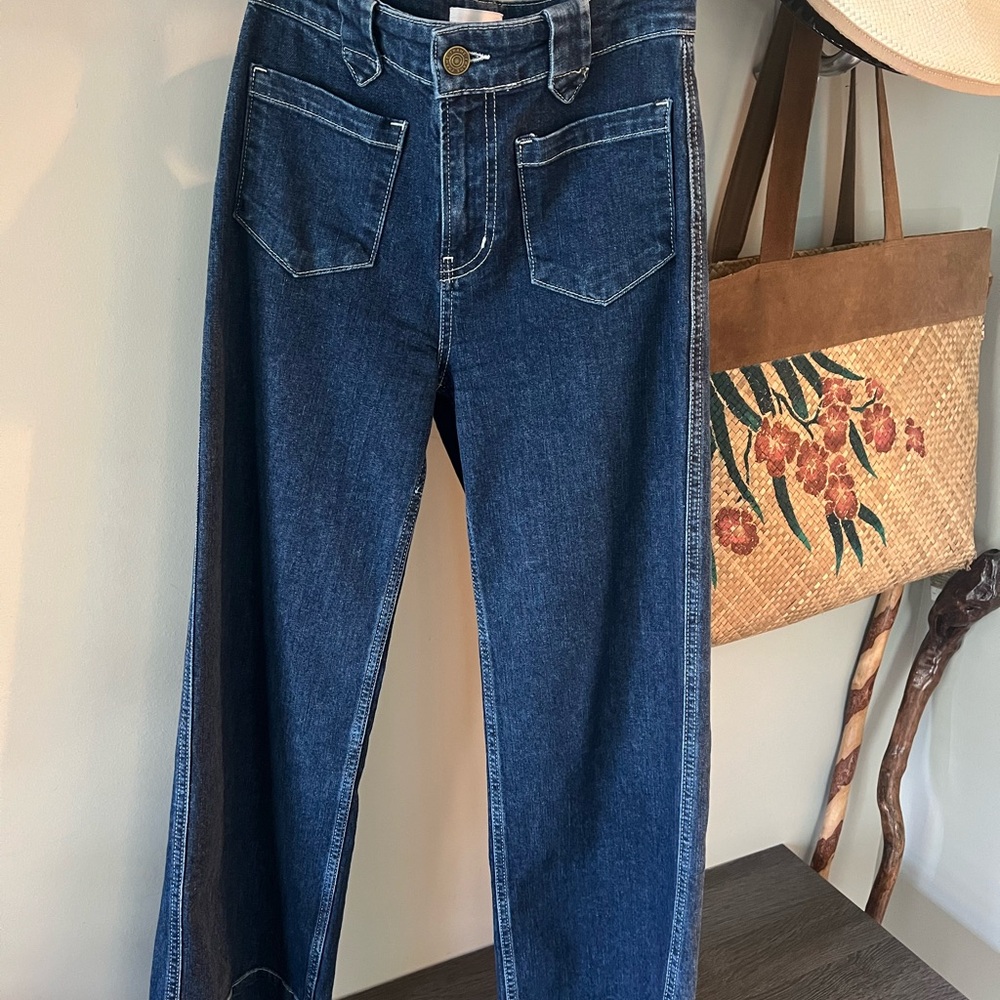 Frame Denim Dark Blue Wide Leg Jeans